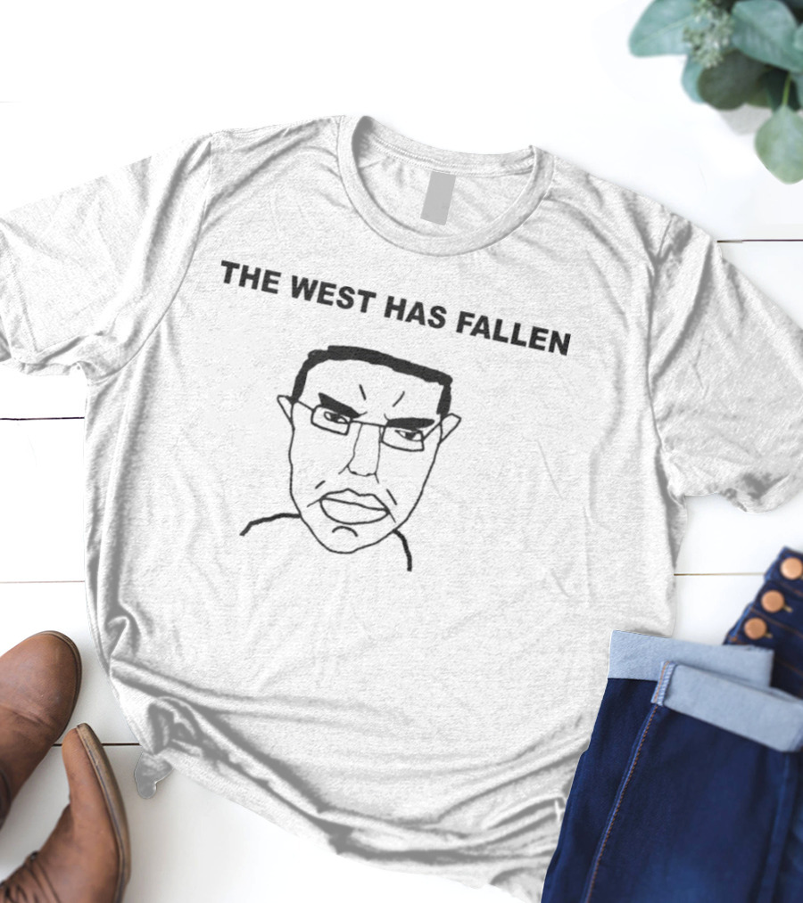 The West Has Fallen Wojak Meme Black Text T-Shirt