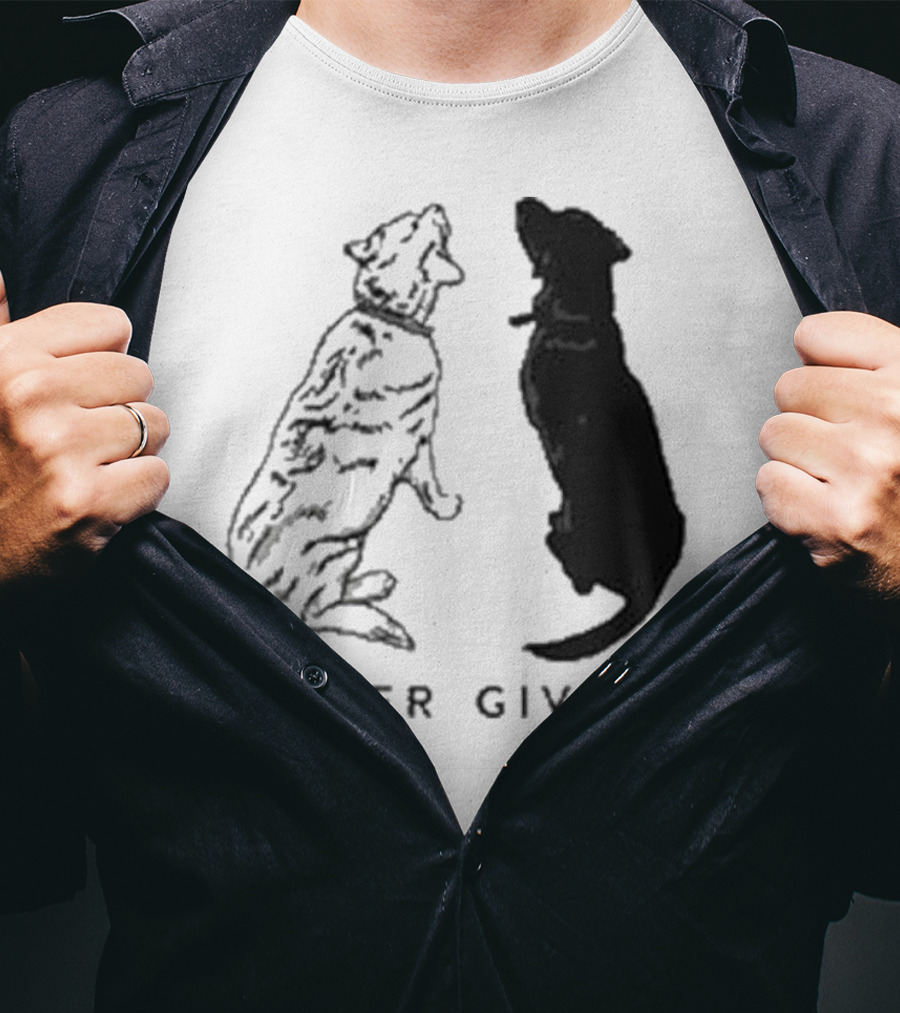 Never Give Up Dog Silhouettes Tors T-Shirt