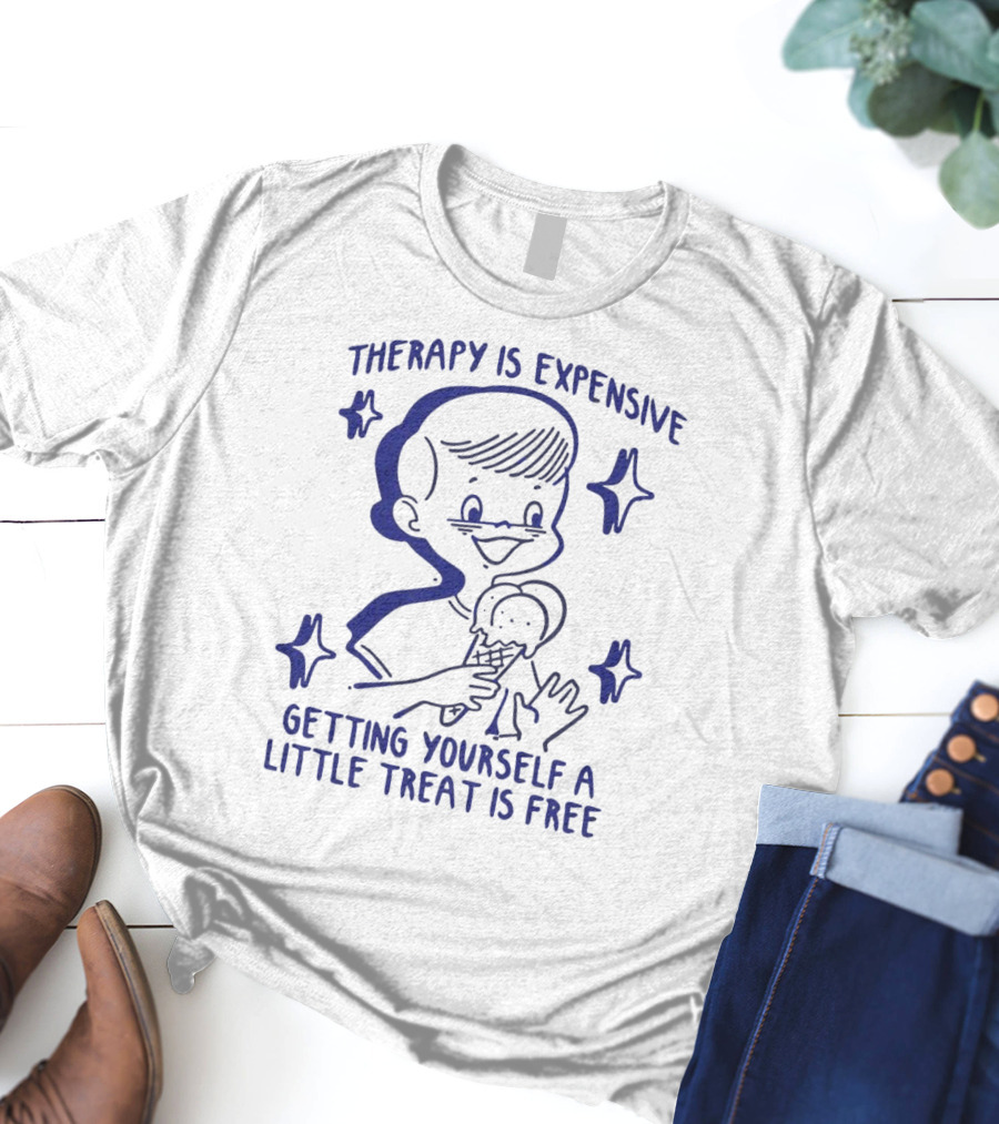 Therapy Is Expensive Getting Yourself A Little Treat Is Free Nostalgic Ice Cream Boy T-Shirt