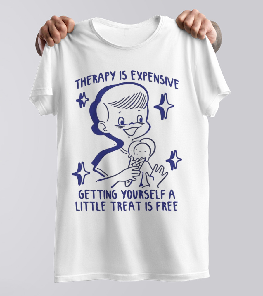 Therapy Is Expensive Getting Yourself A Little Treat Is Free Nostalgic Ice Cream Boy T-Shirt