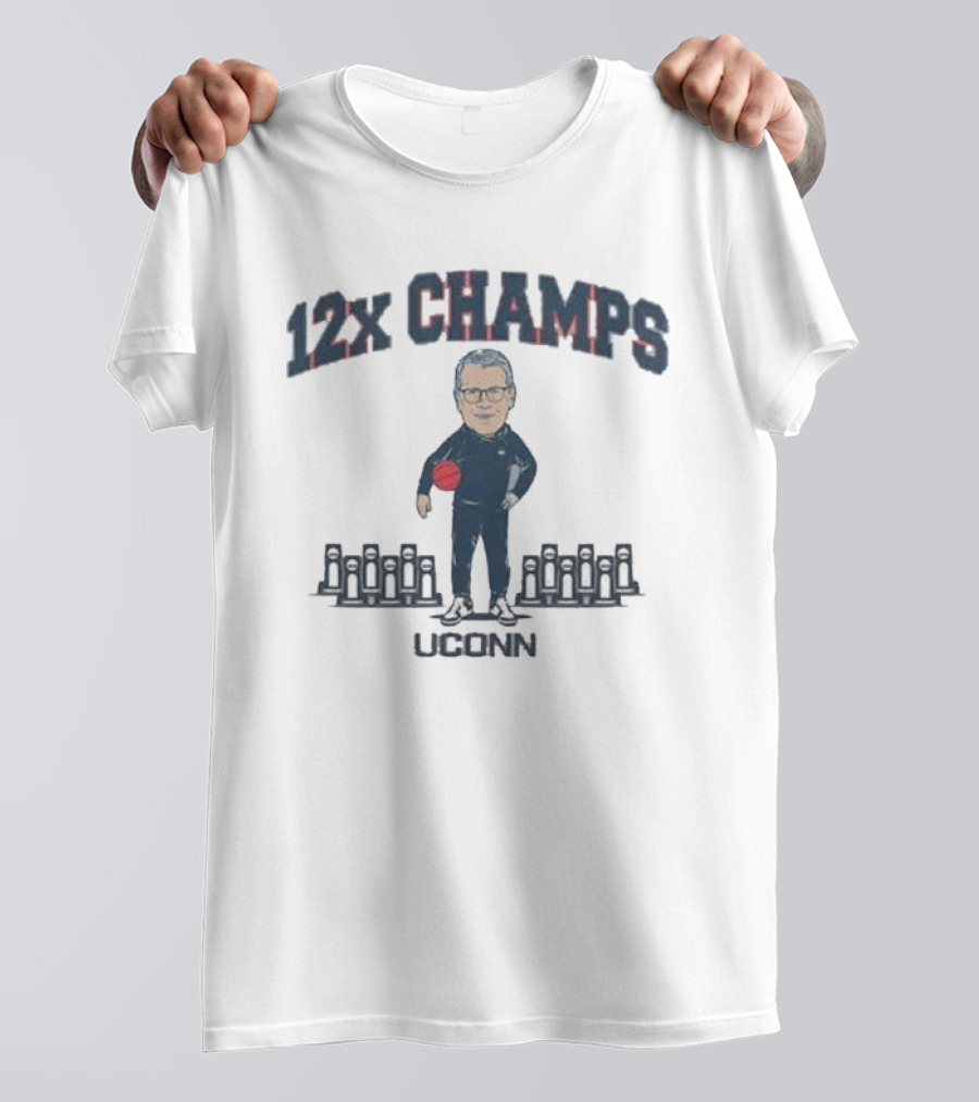 UConn Huskies 12x Champs Geno Auriemma Basketball T-Shirt