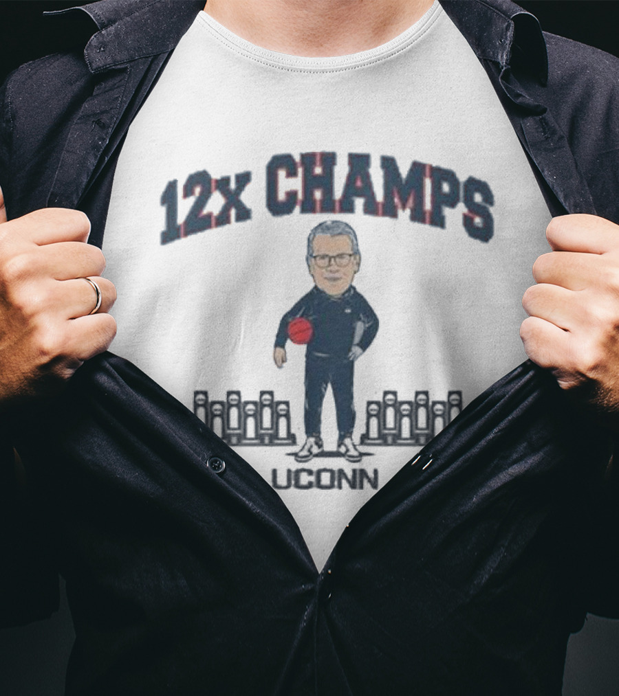 UConn Huskies 12x Champs Geno Auriemma Basketball T-Shirt