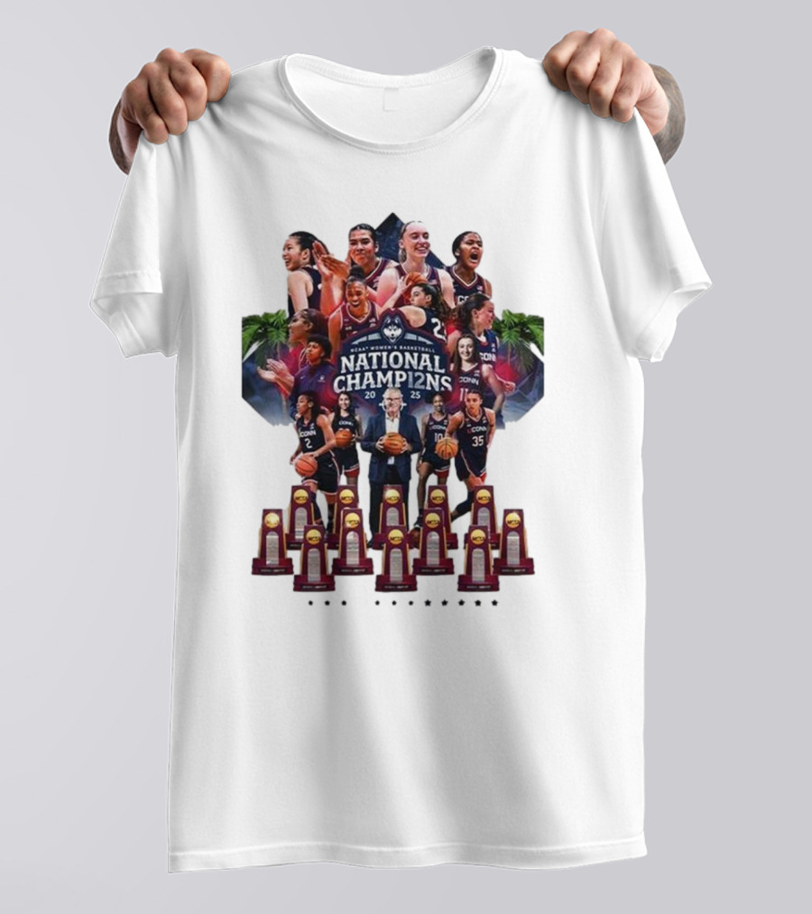 UConn Women's Basketball National Champ12ns 2025 NCAA 12th Title Celebration T-Shirt