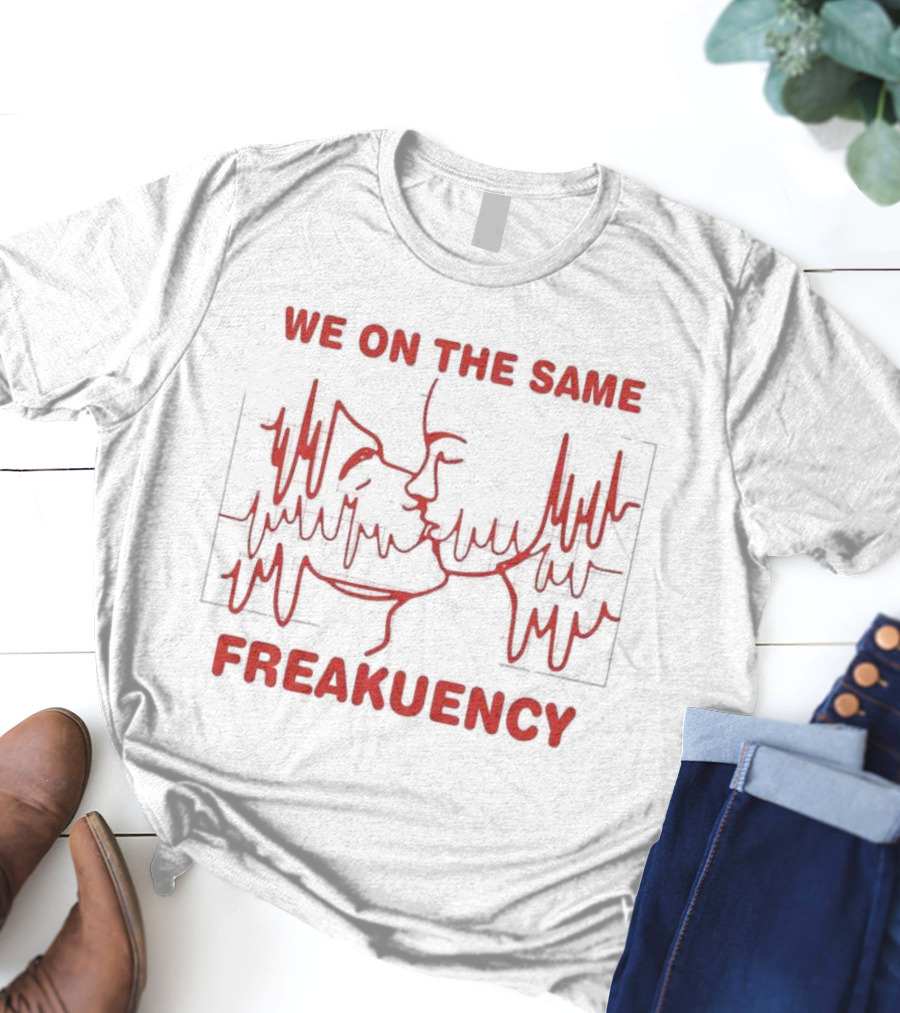 We On The Same Freakuency Sketch Line Waveform Art T-Shirt