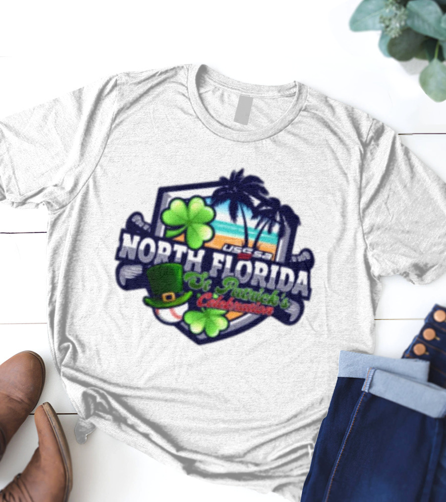 USSSA North Florida St Patrick’s Celebration March 15-16 2025 Shamrock Hat Palm Trees Baseball T-Shirt