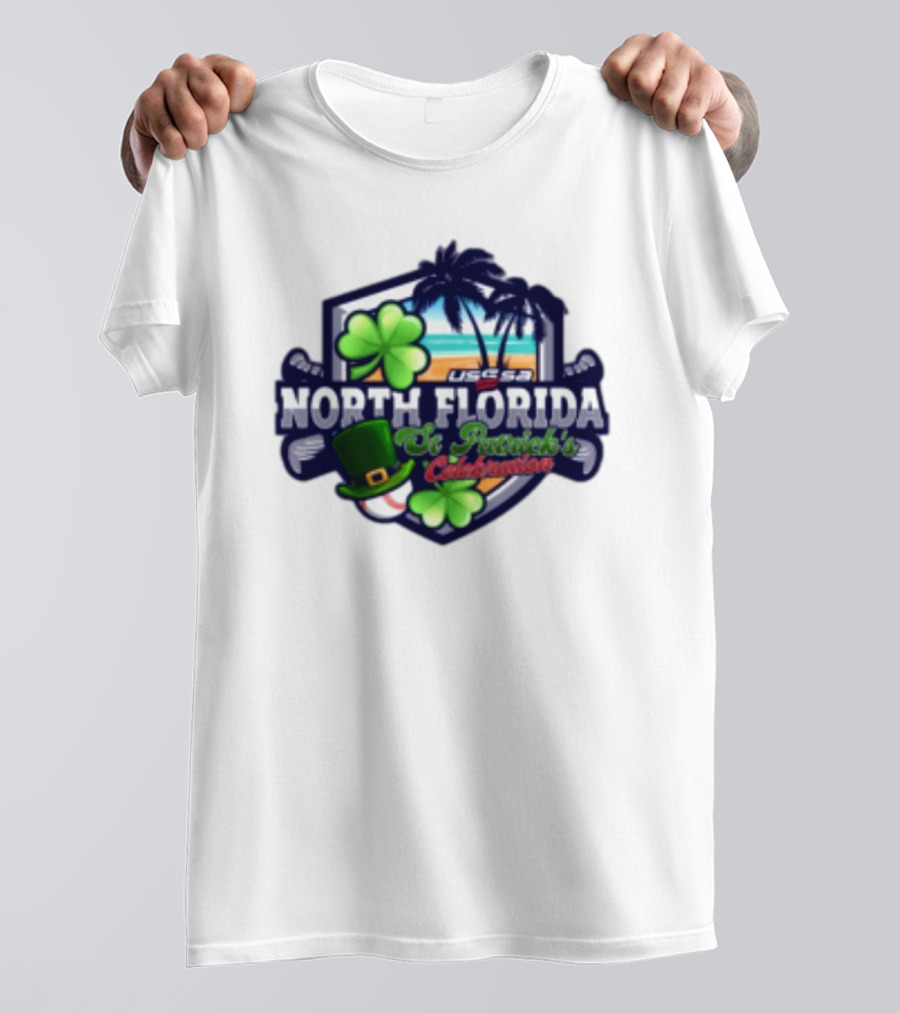 USSSA North Florida St Patrick’s Celebration March 15-16 2025 Shamrock Hat Palm Trees Baseball T-Shirt