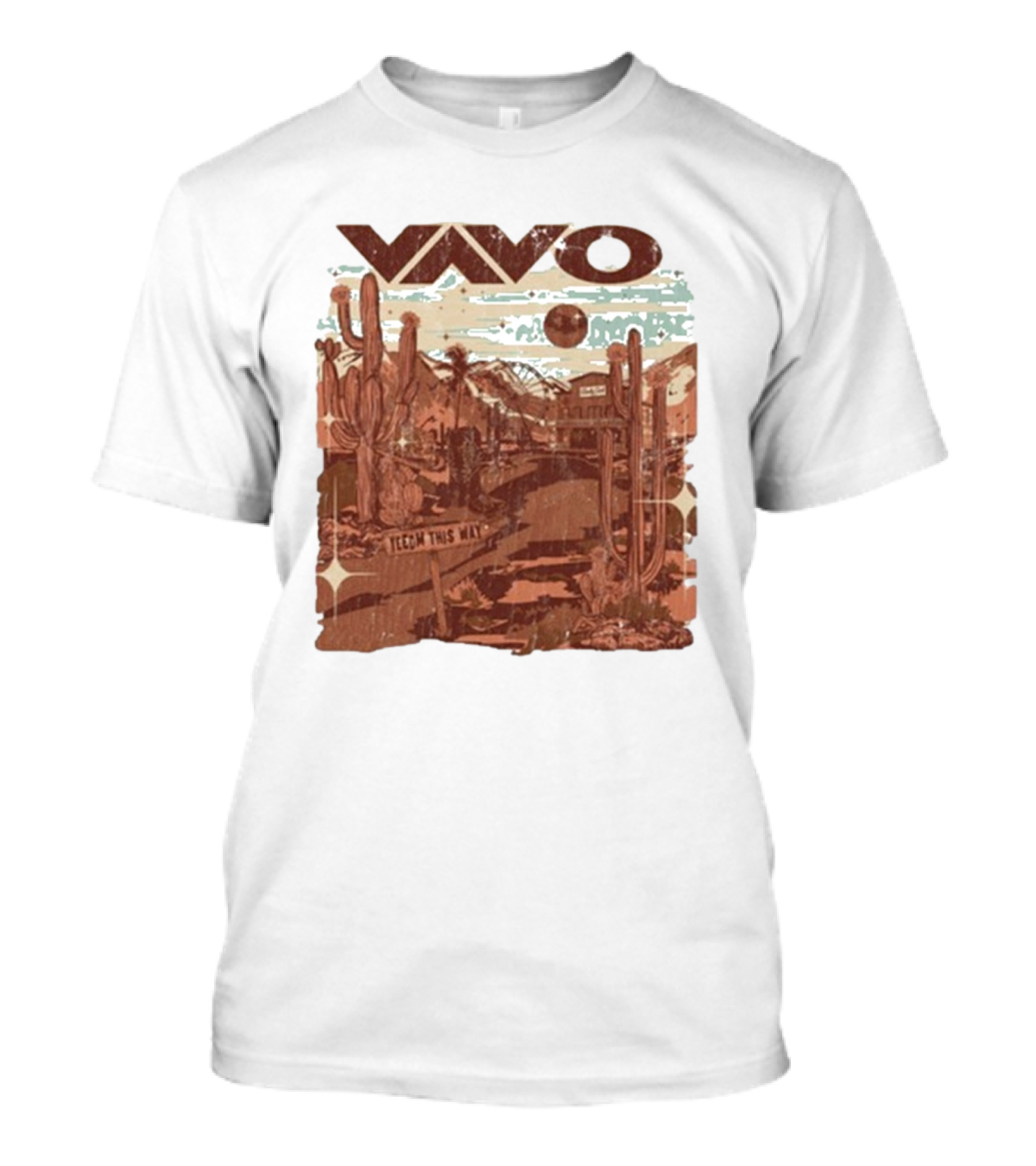 Vavo Cactus Desert Scene Neon Honky Tonk Midweight T-Shirt