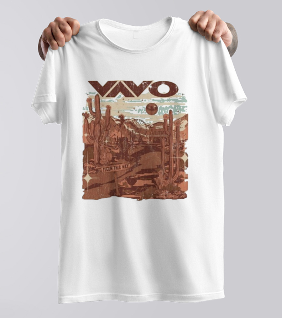 Vavo Cactus Desert Scene Neon Honky Tonk Midweight T-Shirt