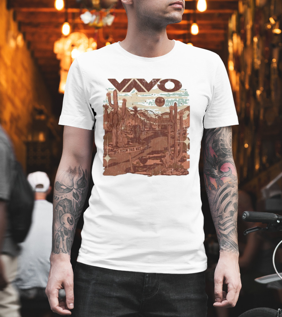 Vavo Cactus Desert Scene Neon Honky Tonk Midweight T-Shirt