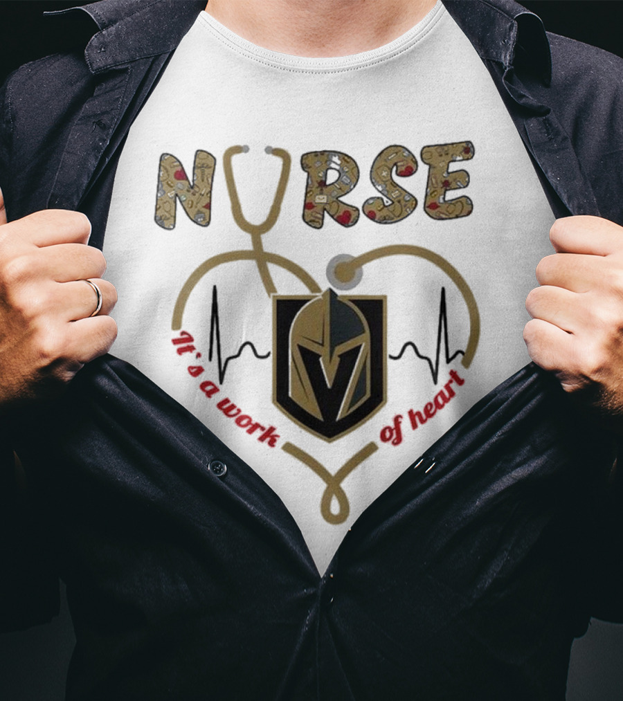 Vegas Golden Knights Nurse Heart Of Gold Appreciation Night 2025 T-Shirt
