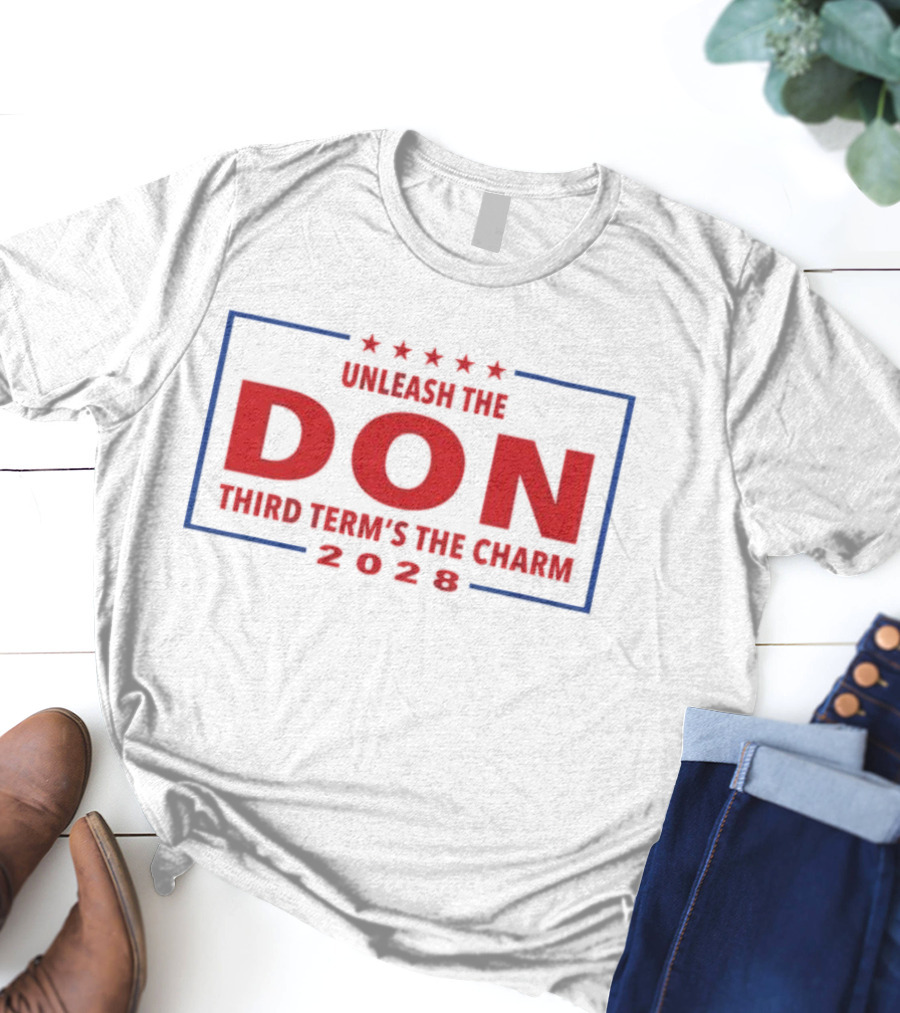 Unleash The Don Third Term’s The Charm 2028 Five Stars Red Blue Frame T-Shirt