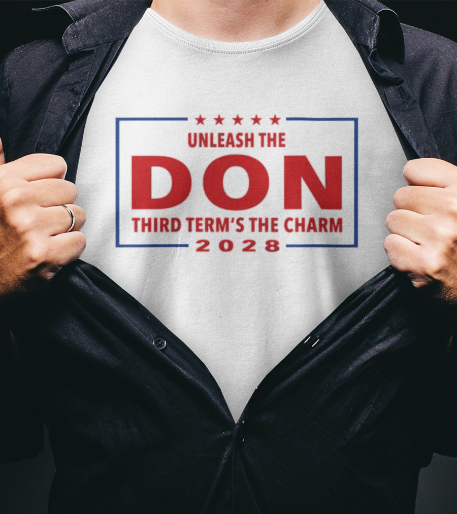 Unleash The Don Third Term’s The Charm 2028 Five Stars Red Blue Frame T-Shirt