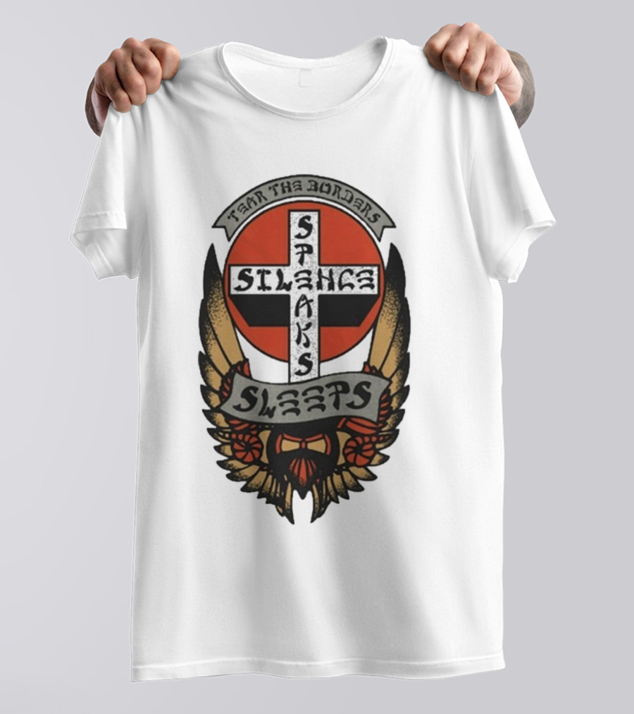 Tear The Borders Silence Speaks While She Sleeps Wings Cross Emblem T-Shirt