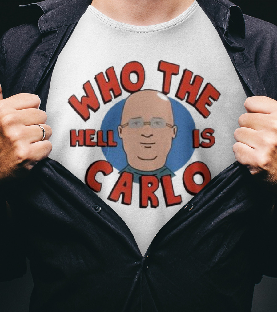 Who The Hell Is Carlo Bald Cartoon Drawing T-Shirt