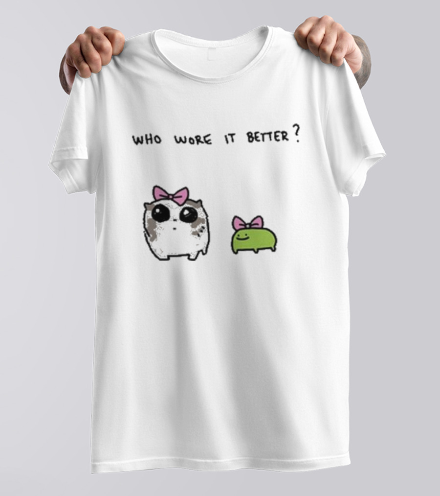 Who Wore It Better Bow Tie Otter And Green Blob T-Shirt