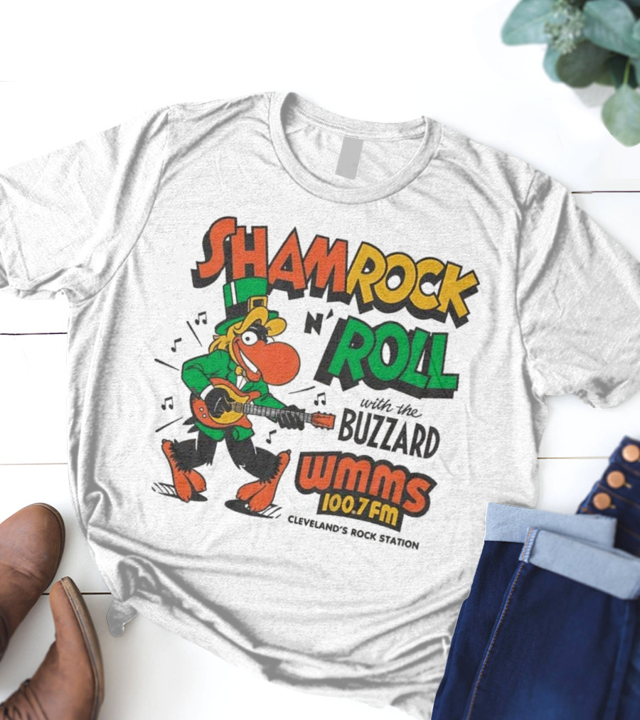 Shamrock N Roll With The Buzzard WMMS 100.7 FM Cleveland's Rock Station T-Shirt