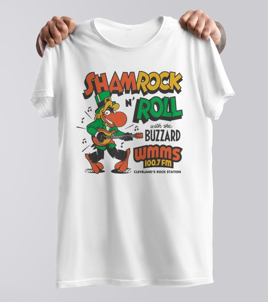 Shamrock N Roll With The Buzzard WMMS 100.7 FM Cleveland's Rock Station T-Shirt