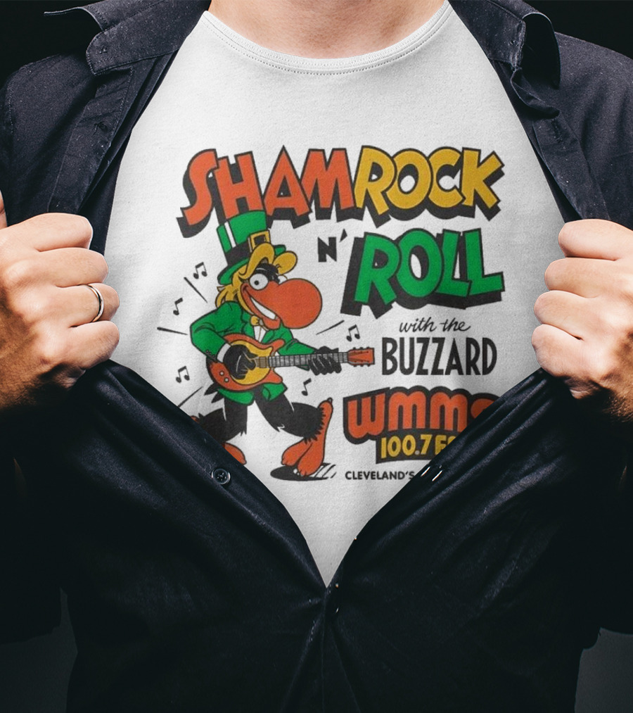 Shamrock N Roll With The Buzzard WMMS 100.7 FM Cleveland's Rock Station T-Shirt