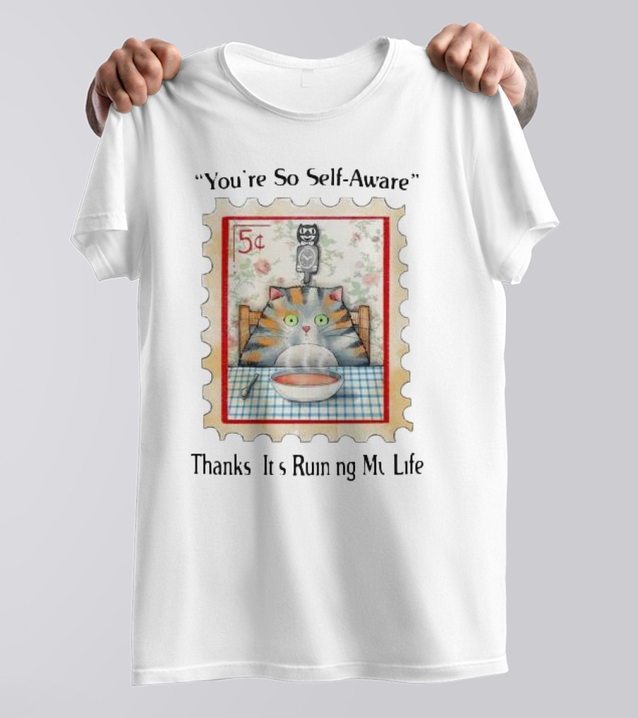 You’re So Self Aware Cat With Soup And Owl Stamp Thanks It’s Ruining My Life T-Shirt