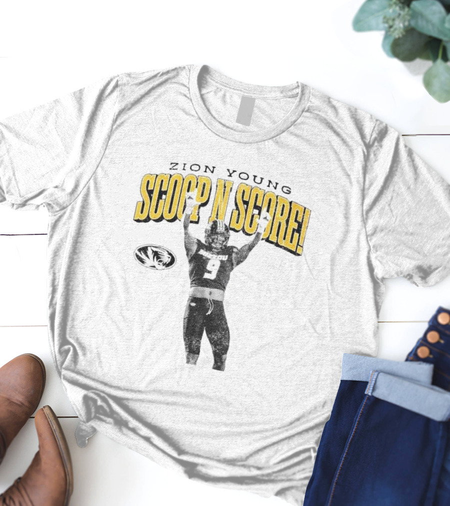 Zion Young Scoop N Score Missouri Tigers Player Number 9 Celebrate Victory T-Shirt