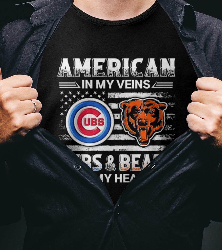 American In My Veins Cubs Bears In My Heart T-Shirt
