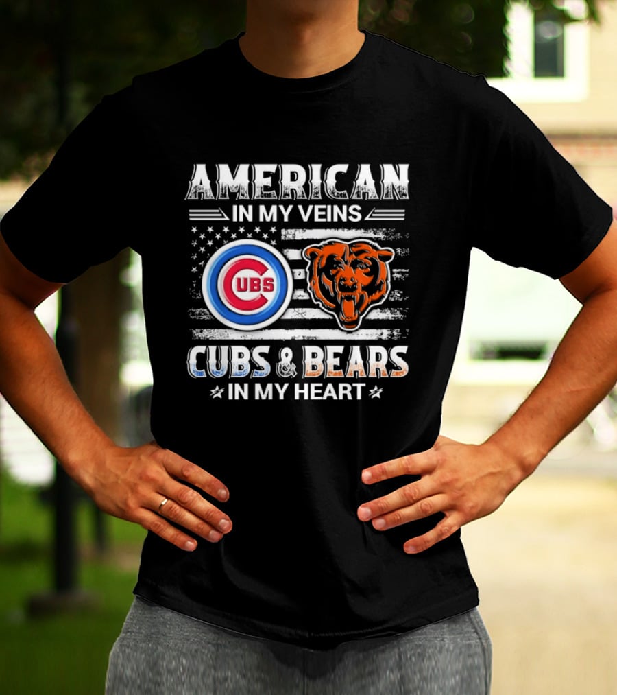 American In My Veins Cubs Bears In My Heart T-Shirt