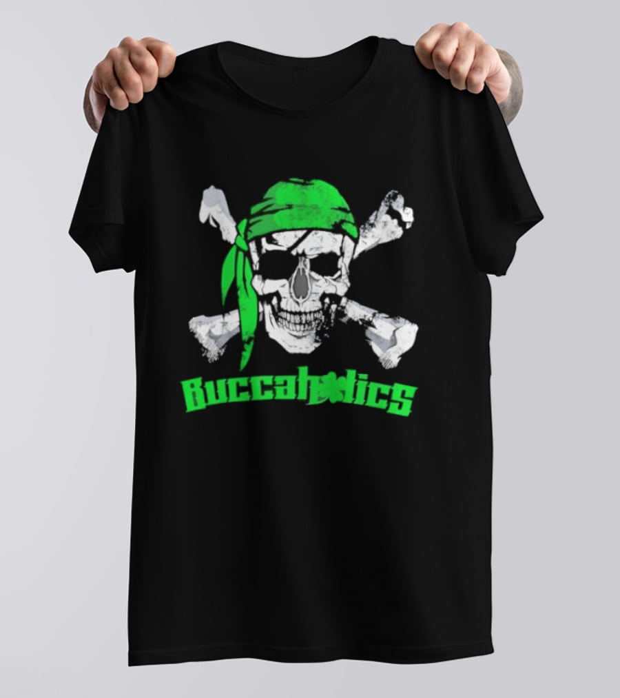 Buccaholics Green Pirate Skull Crossbones Bandana T-Shirt