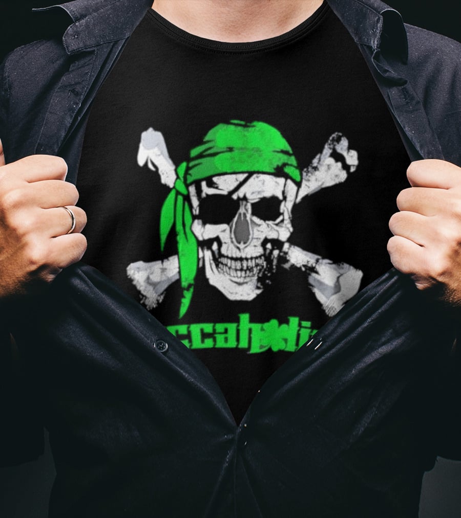 Buccaholics Green Pirate Skull Crossbones Bandana T-Shirt
