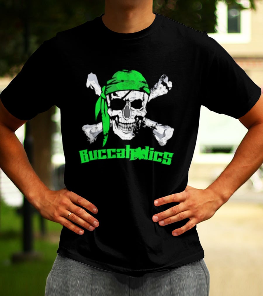 Buccaholics Green Pirate Skull Crossbones Bandana T-Shirt