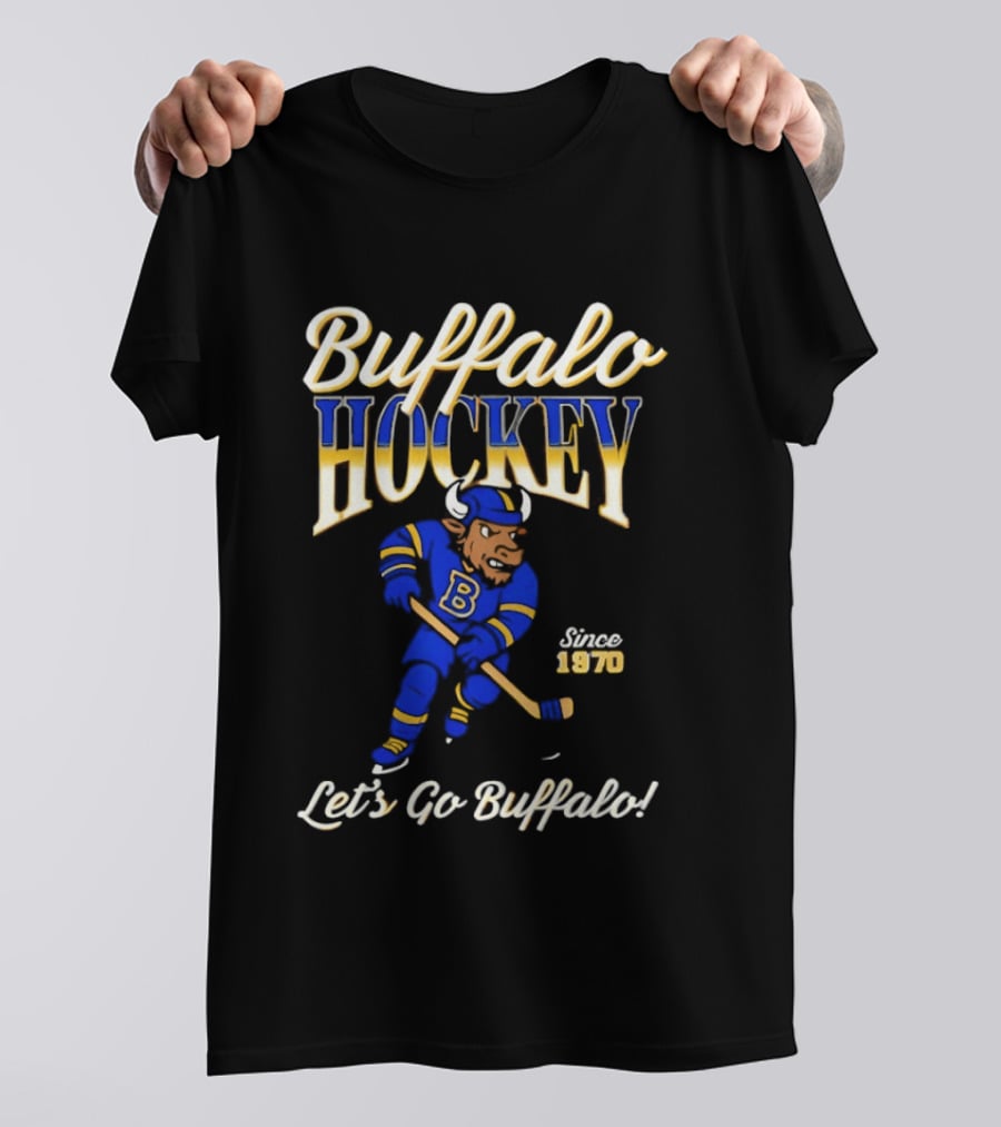 Buffalo Hockey Let's Go Buffalo Since 1970 Blue Bull T-Shirt