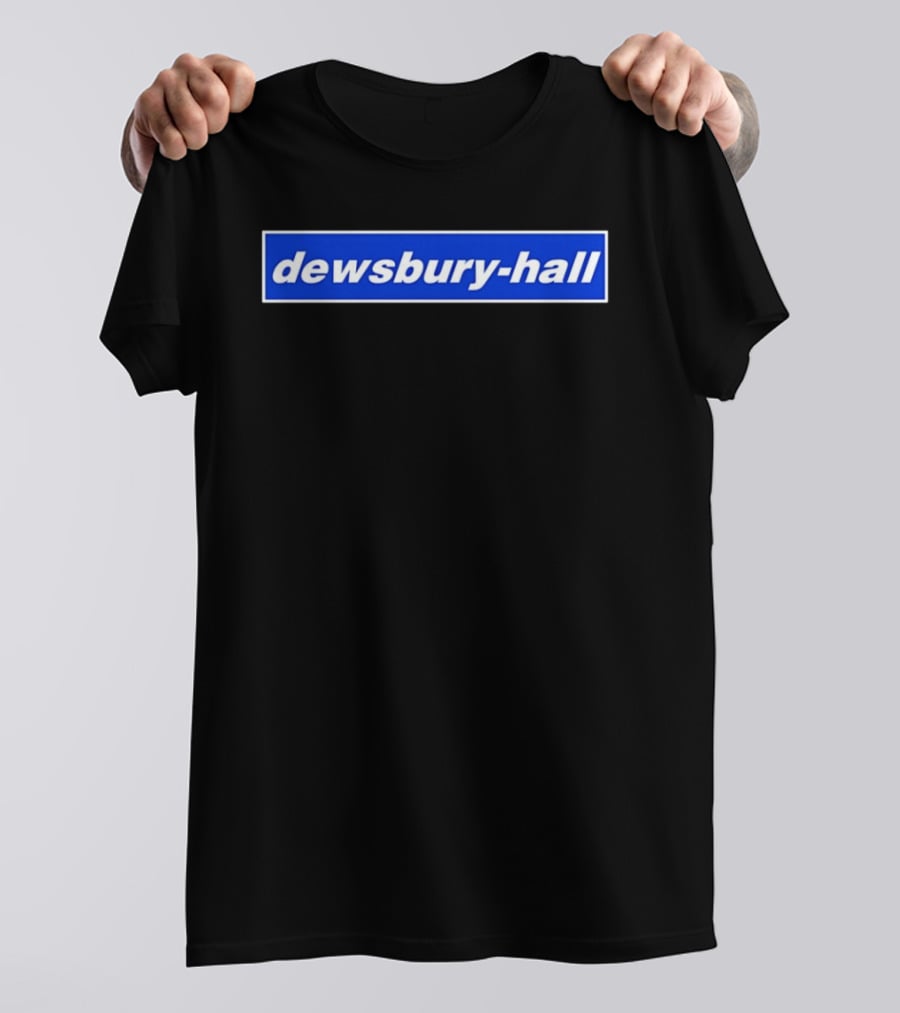 Dewsbury Hall Bold White Text On Blue T-Shirt