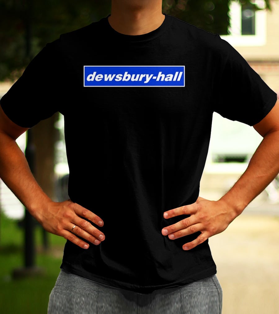 Dewsbury Hall Bold White Text On Blue T-Shirt