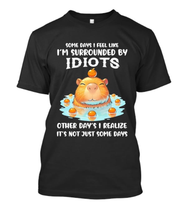 Some Days I Feel Like I'm Surrounded By Idiots Capybara Realization Humor T-Shirt