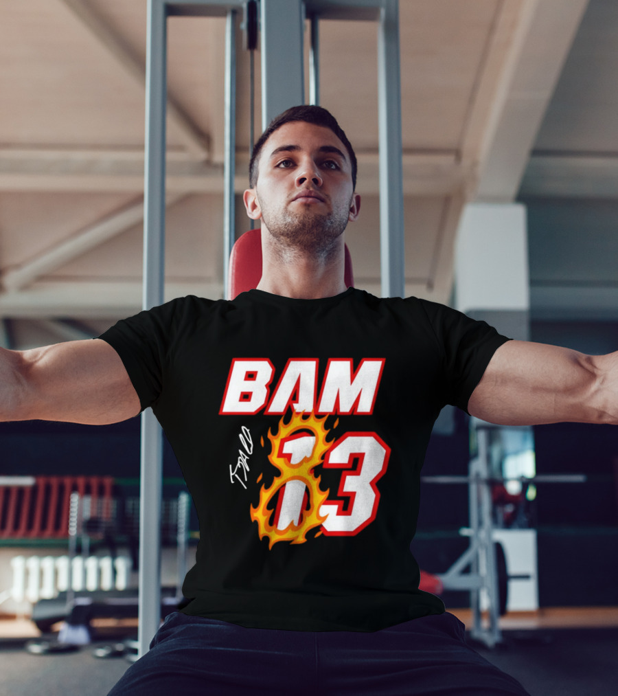Bam Adebayo Miami Heat BAM 13 Flaming Signature T-Shirt