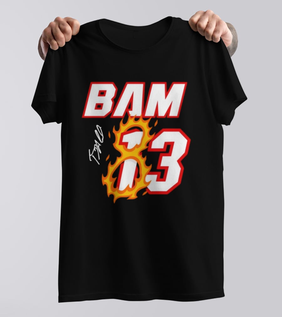 Bam Adebayo Miami Heat BAM 13 Flaming Signature T-Shirt