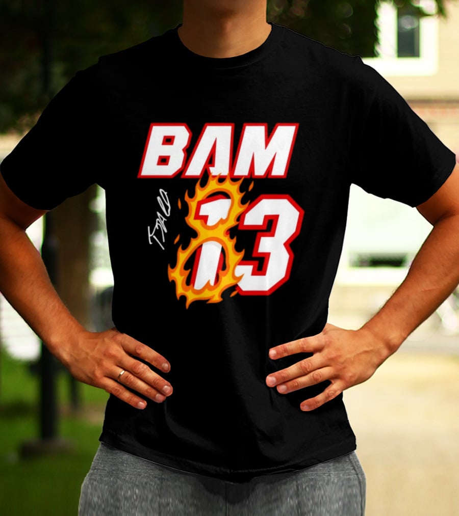 Bam Adebayo Miami Heat BAM 13 Flaming Signature T-Shirt