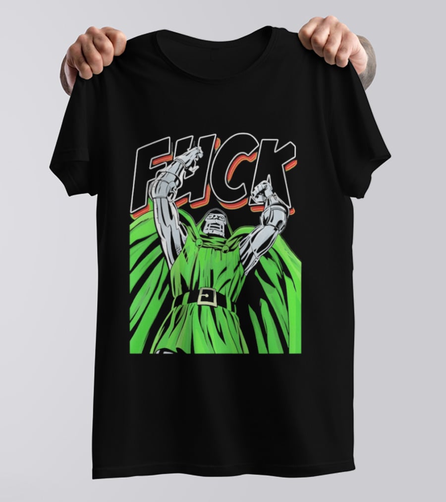 Dr Doom Green Cape Comic Style F**K T-Shirt