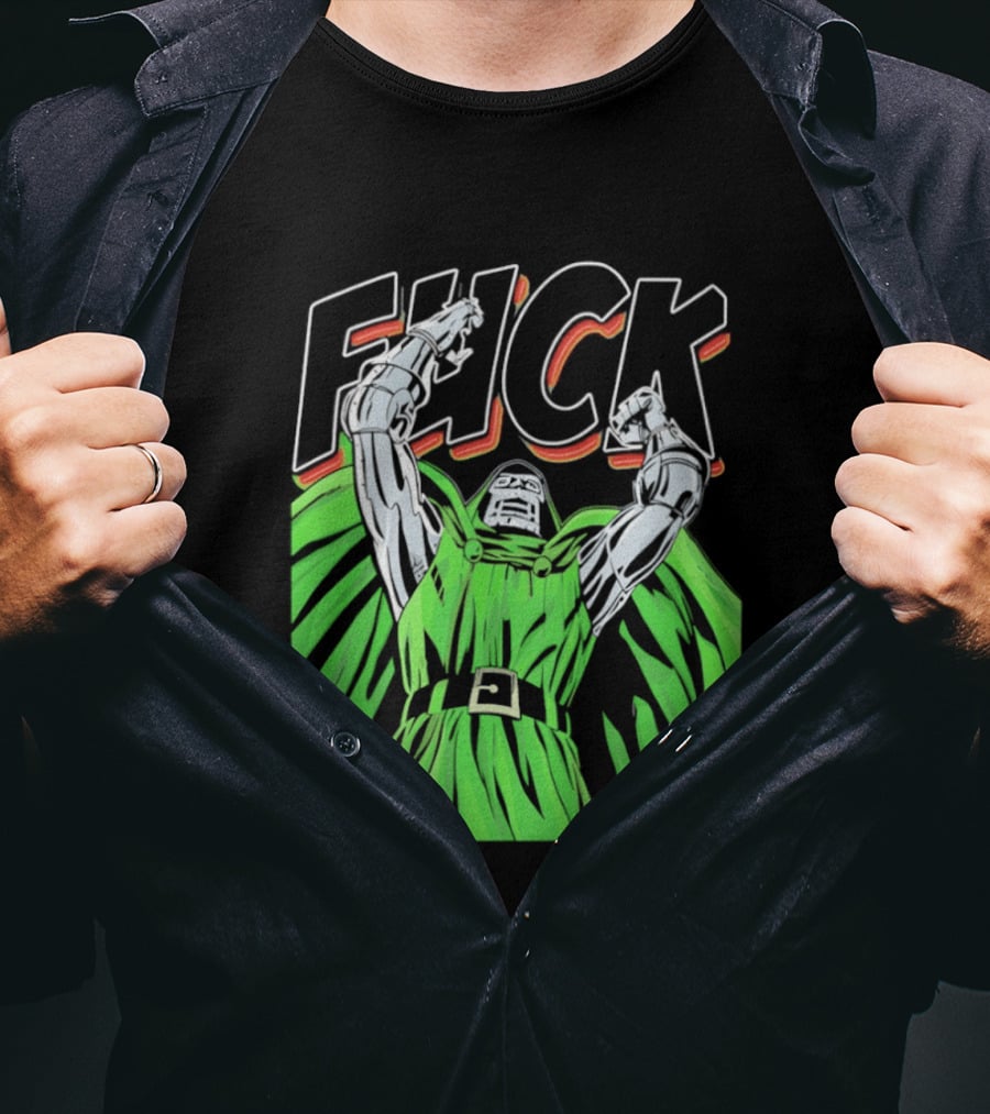 Dr Doom Green Cape Comic Style F**K T-Shirt