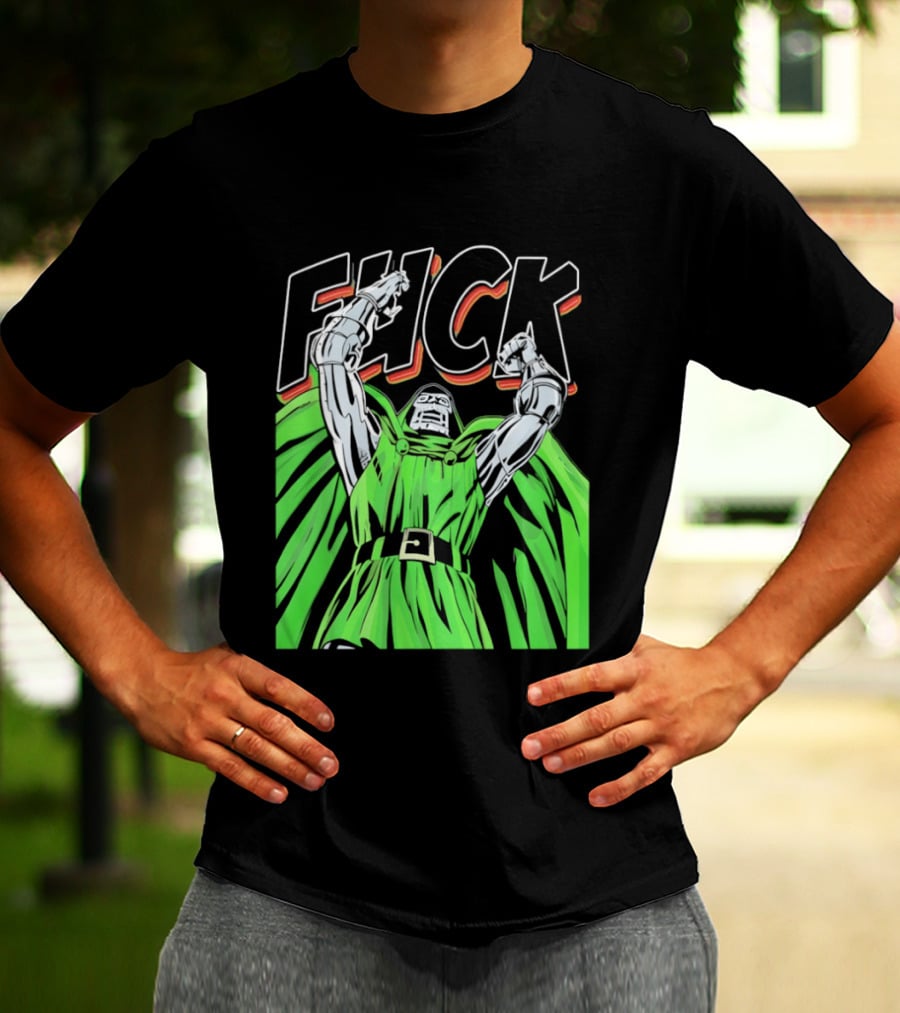 Dr Doom Green Cape Comic Style F**K T-Shirt