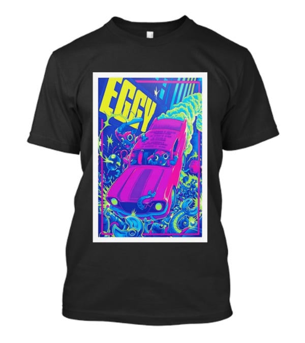 Eggy March 8 2026 The Burl Show Retro Neon Car Adventure T-Shirt