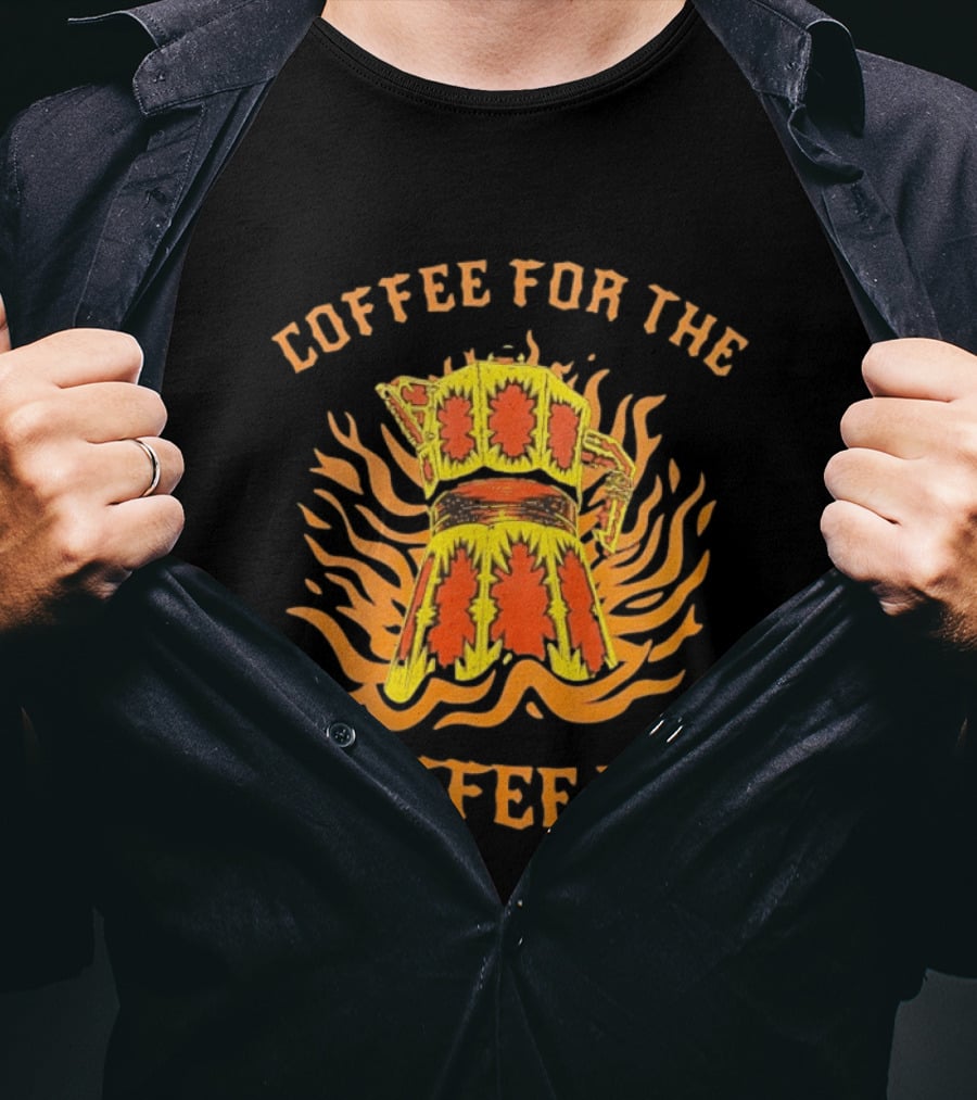 Coffee For The Coffee God Fiery Retro Moka Pot T-Shirt