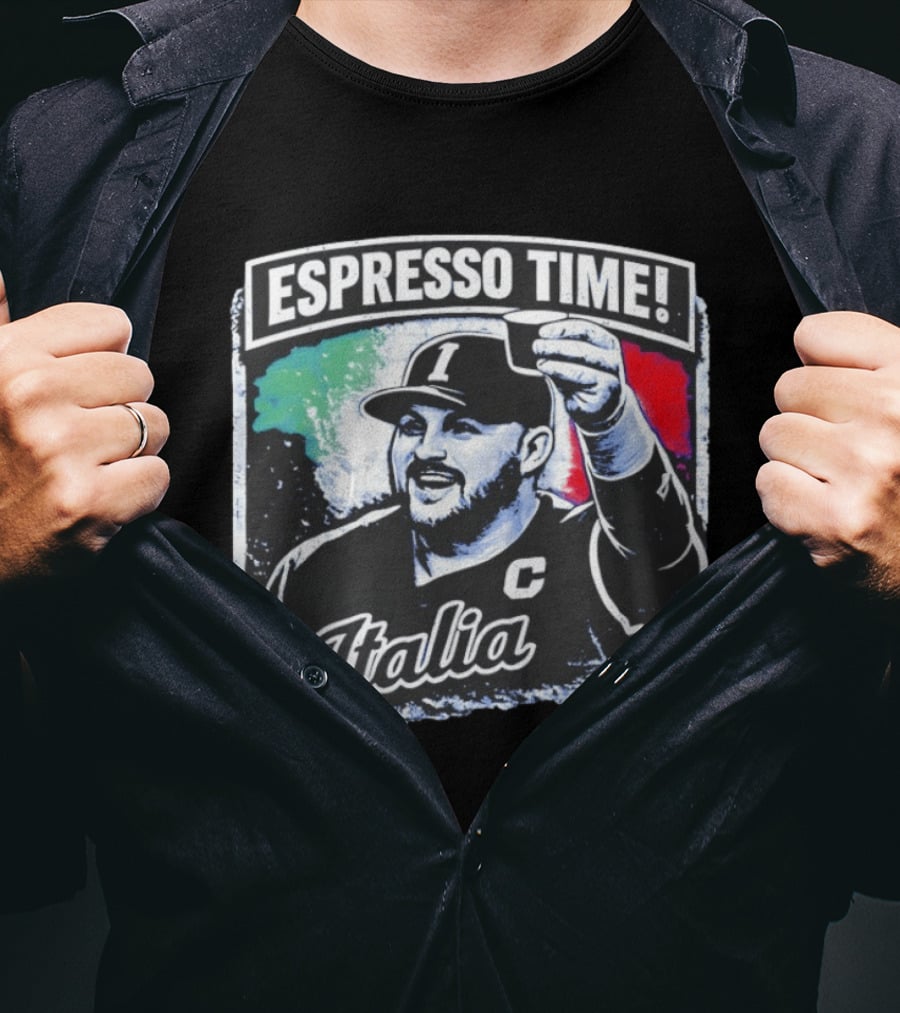 Espresso Time Italia Celebration With Baseball Player And Italian Flag T-Shirt