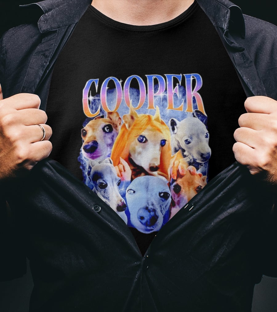 Cooper Dog Collage Colorful Lightning Effects T-Shirt