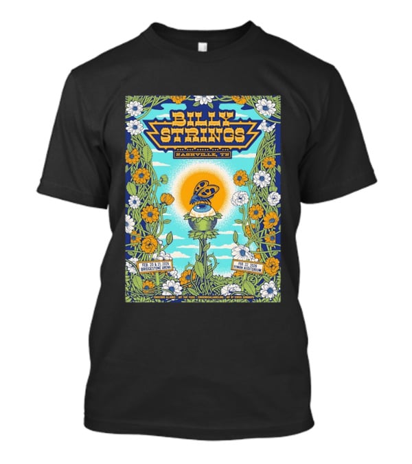Billy Strings Nashville TN Bridgestone Arena Ryman Auditorium February 2026 Butterfly Flowers T-Shirt