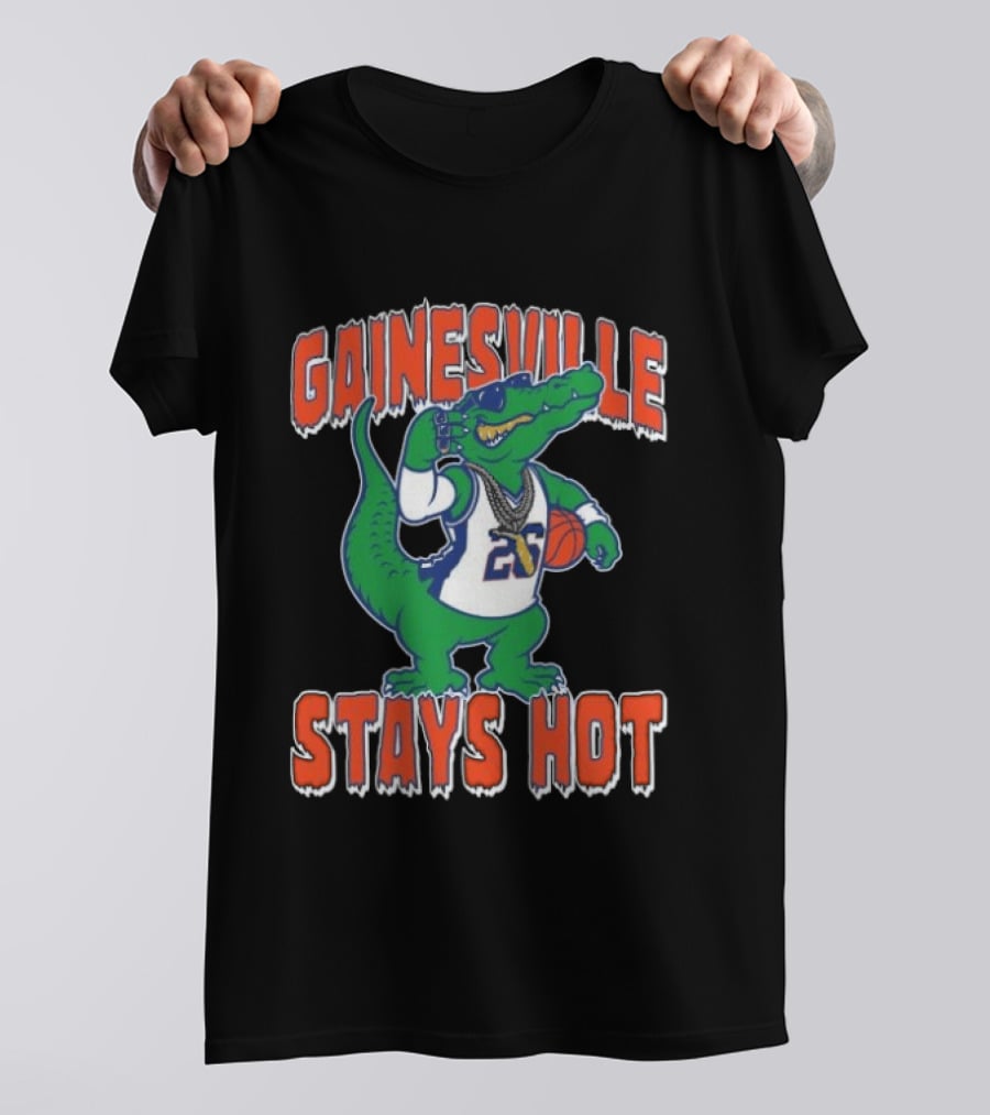 Gainesville Stays Hot Alligator Basketball Player With Sunglasses And Jersey T-Shirt