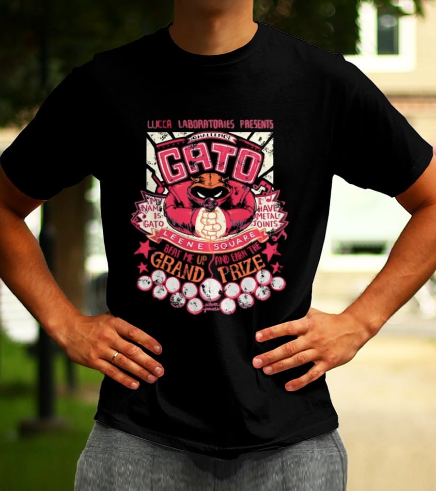 Lucca Laboratories Presents Gato Leene Square My Name Is Gato I Have Metal Joints Grand Prize T-Shirt
