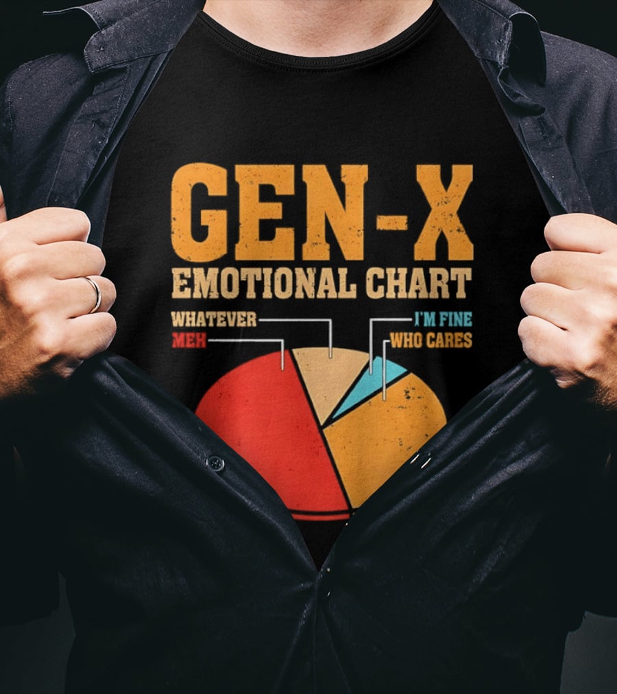 Gen X Emotional Chart Whatever Meh I'm Fine Who Cares 1960 85 T-Shirt