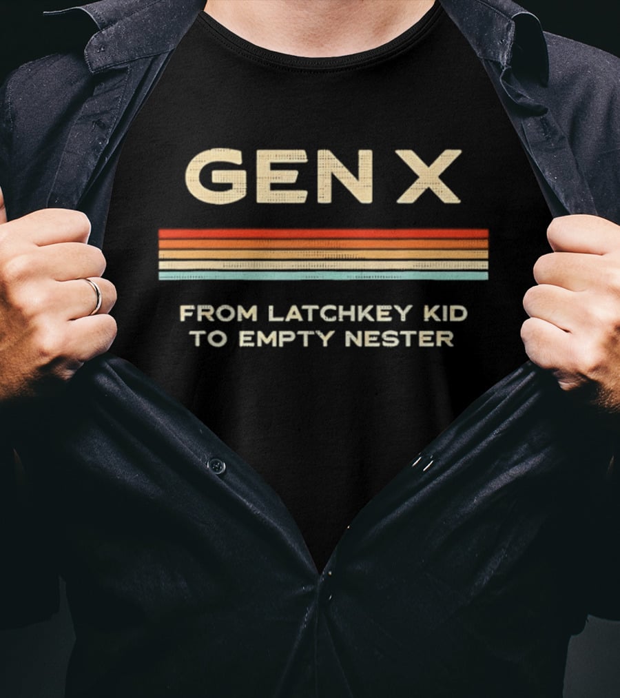 Gen X Nostalgia From Latchkey Kid To Empty Nester Retro Stripes T-Shirt