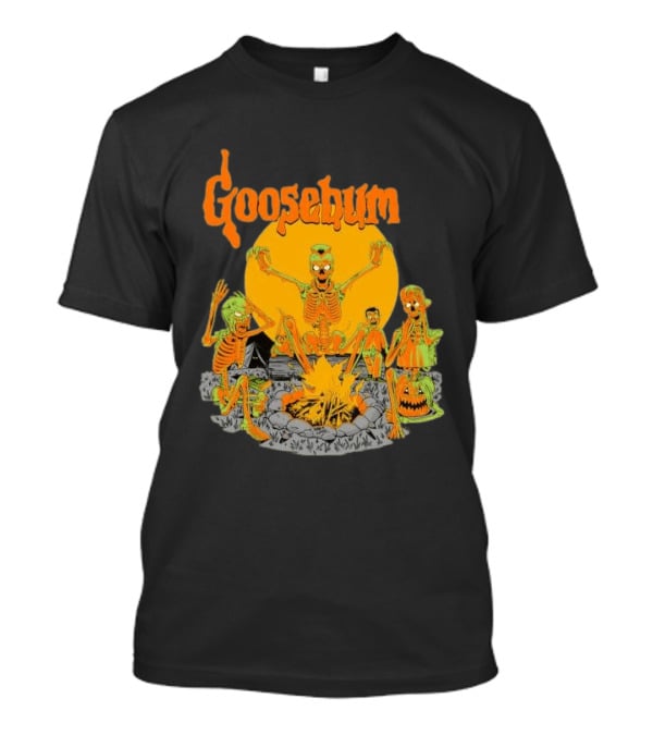 Goosebumps Skeleton Campfire Gnomes Slappy The Dummy Halloween Scene T-Shirt