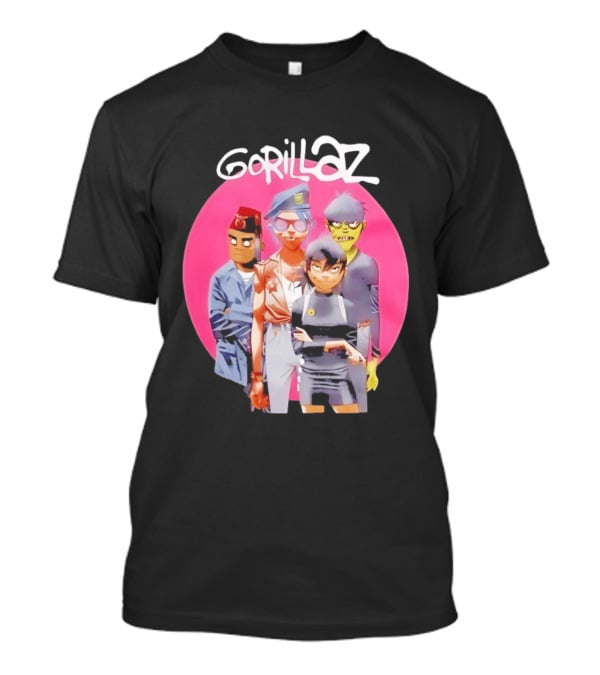 Gorillaz Humanz Group Characters On Pink T-Shirt